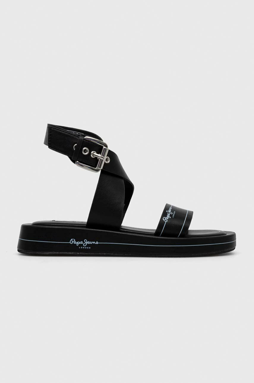 Sandály Pepe Jeans SUMMER dámské, černá barva, PLS90579 - černá -  Svršek: Umělá hmota Vni