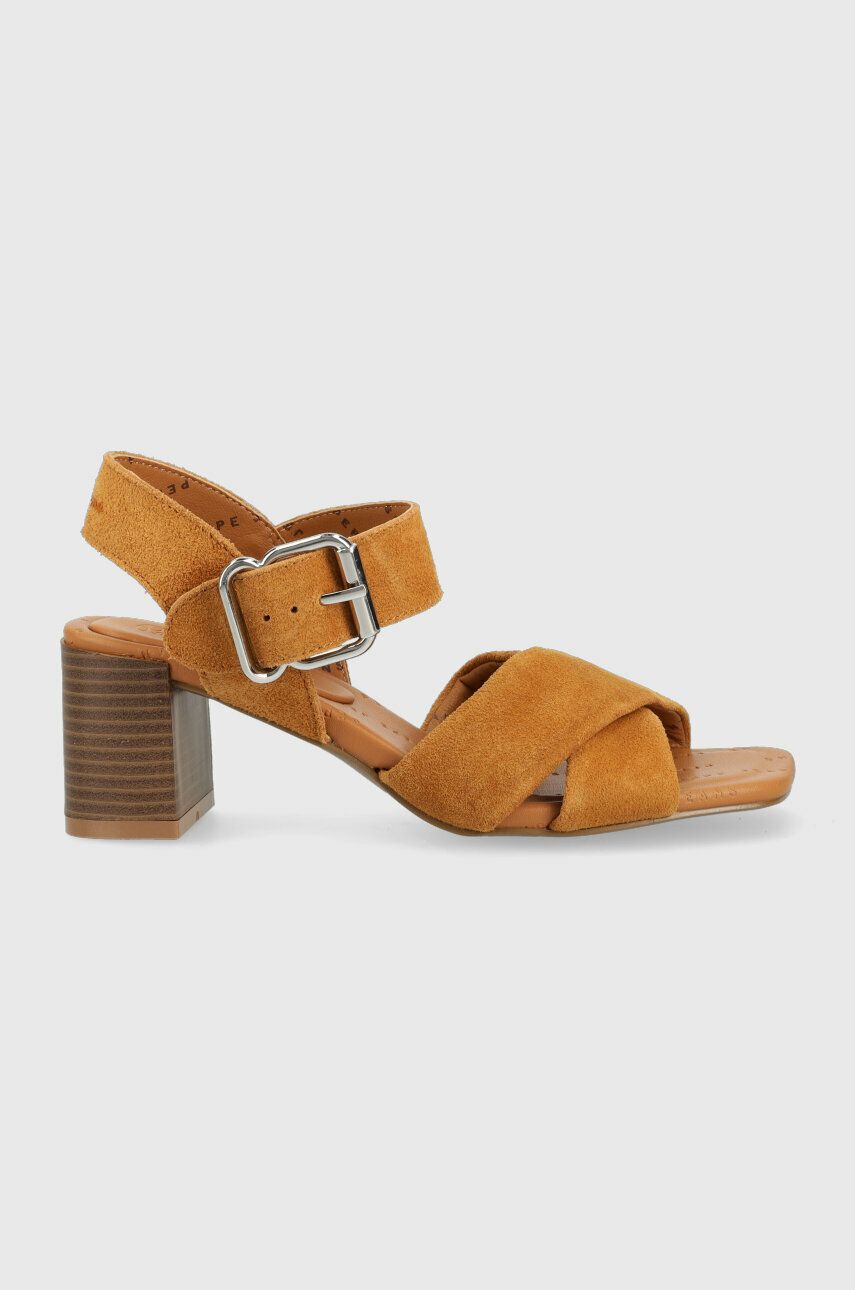 Semišové sandály Pepe Jeans ALTEA hnědá barva, PLS90584 - hnědá -  Svršek: Semišová kůže V