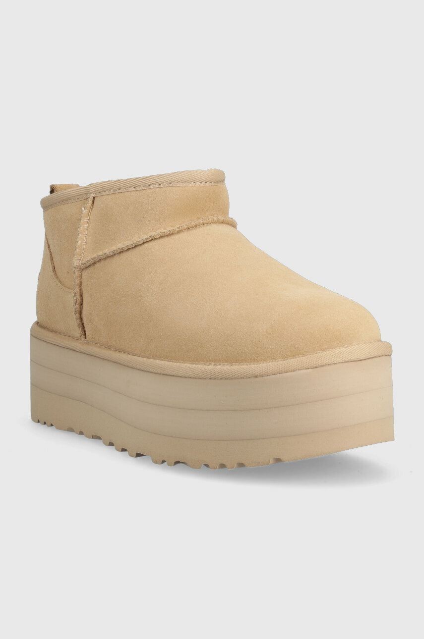 

Замшевые сапоги UGG Classic Ultra Mini цвет бежевый 1135092