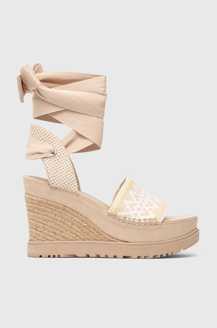 Ugg sandale abbot ankle wrap femei, culoarea bej, toc pana