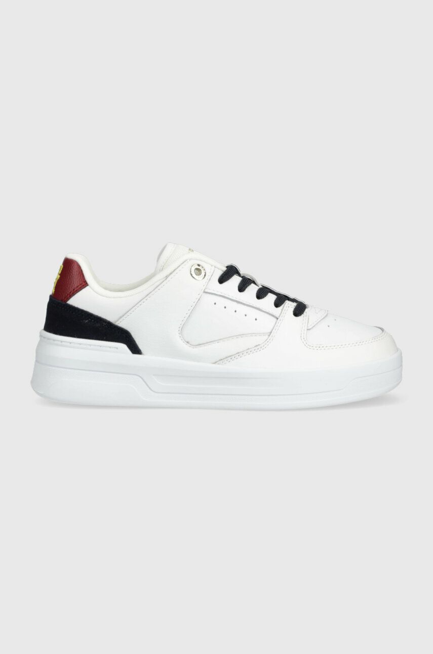 Kožené sneakers boty Tommy Hilfiger LEATHER BASKET SNEAKER bílá barva - bílá -  Svršek: Přírodn