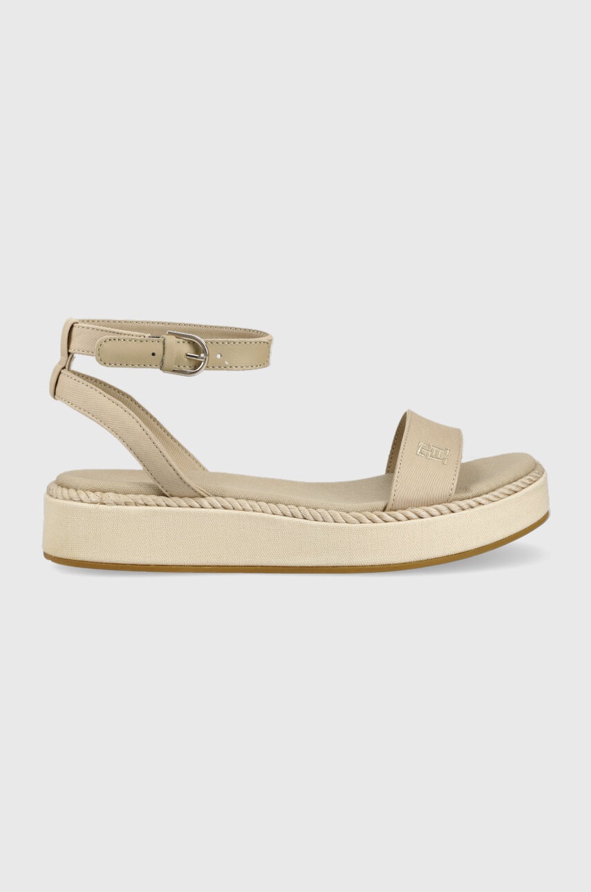 

Сандалии Tommy Hilfiger ROPE FLATFORM женские цвет бежевый на платформе FW0FW07019