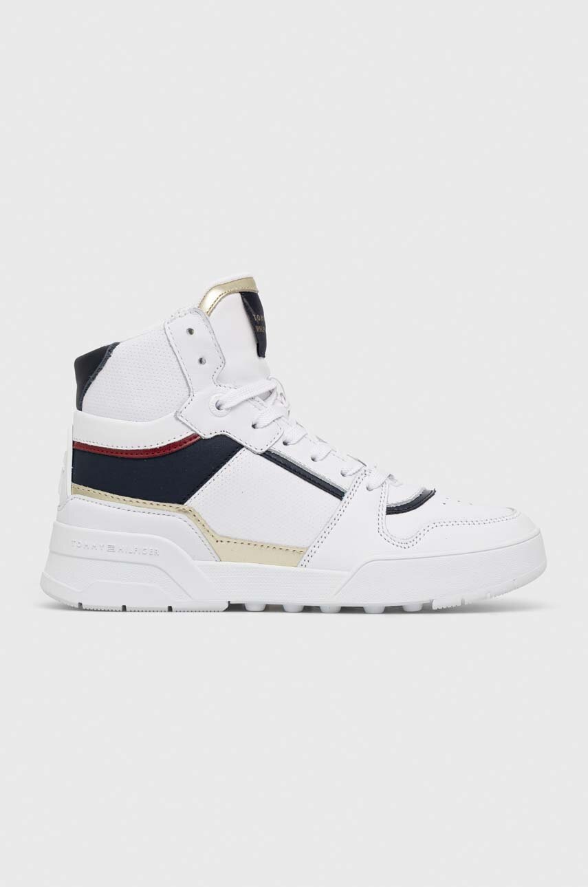 

Кожени маратонки Tommy Hilfiger HIGH TH BASKET SNEAKER в бяло FW0FW07023, Бял