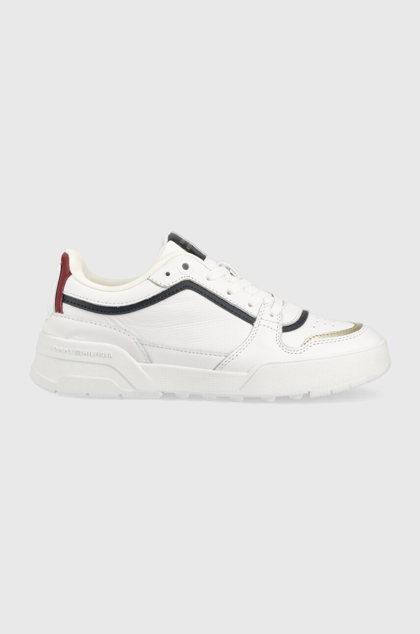 

Шкіряні кросівки Tommy Hilfiger LOW TH BASKET SNEAKER колір бежевий