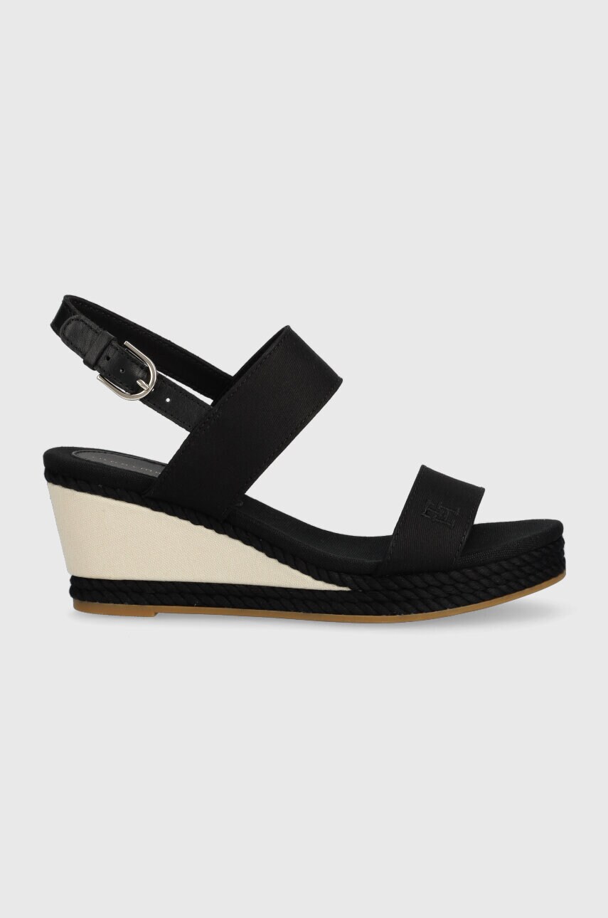 

Сандалі Tommy Hilfiger ROPE WEBBING MID WEDGE жіночі колір чорний на танкетці FW0FW07092