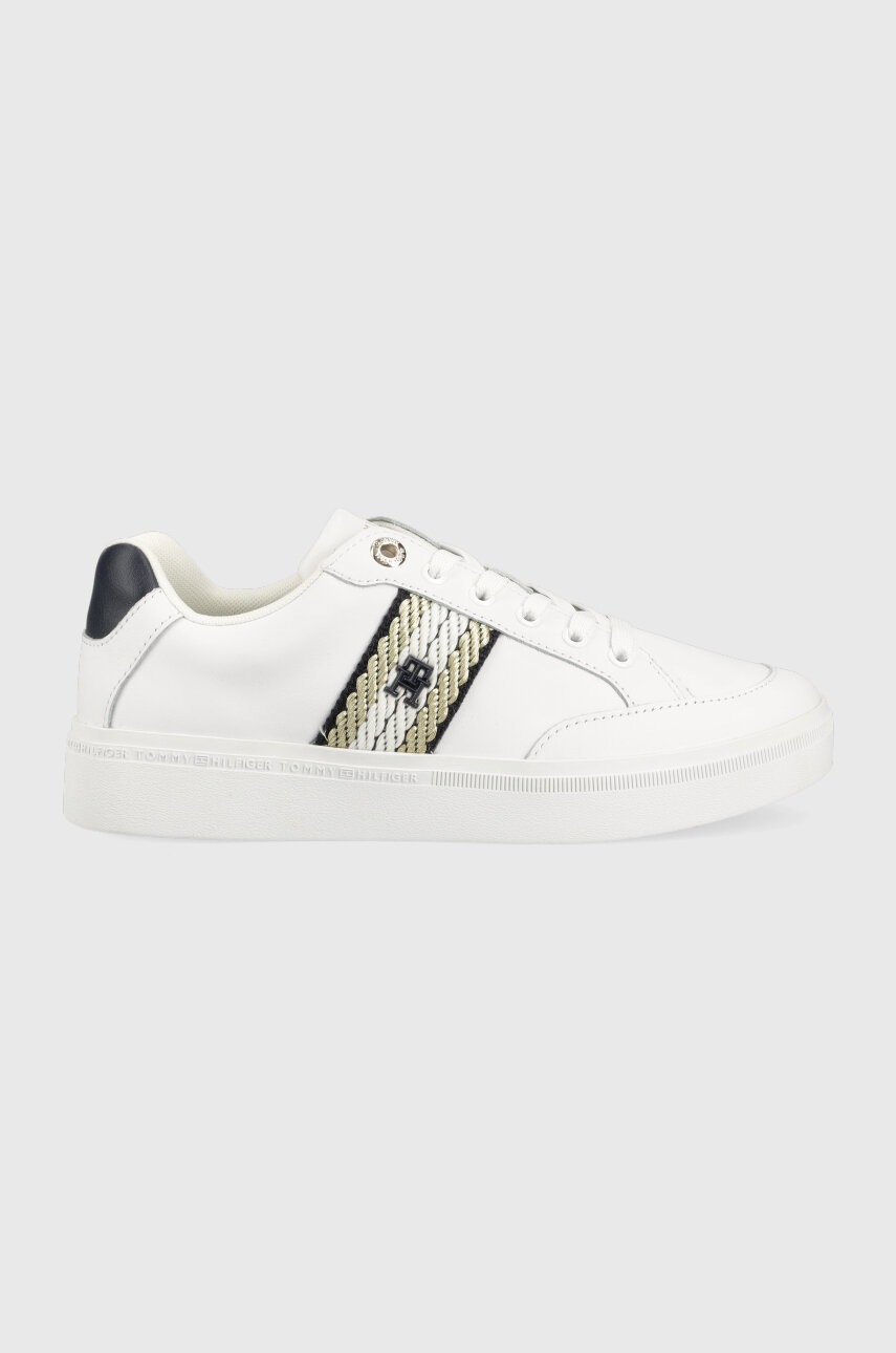 

Шкіряні кросівки Tommy Hilfiger COURT SNEAKER WITH WEBBING колір білий FW0FW07106