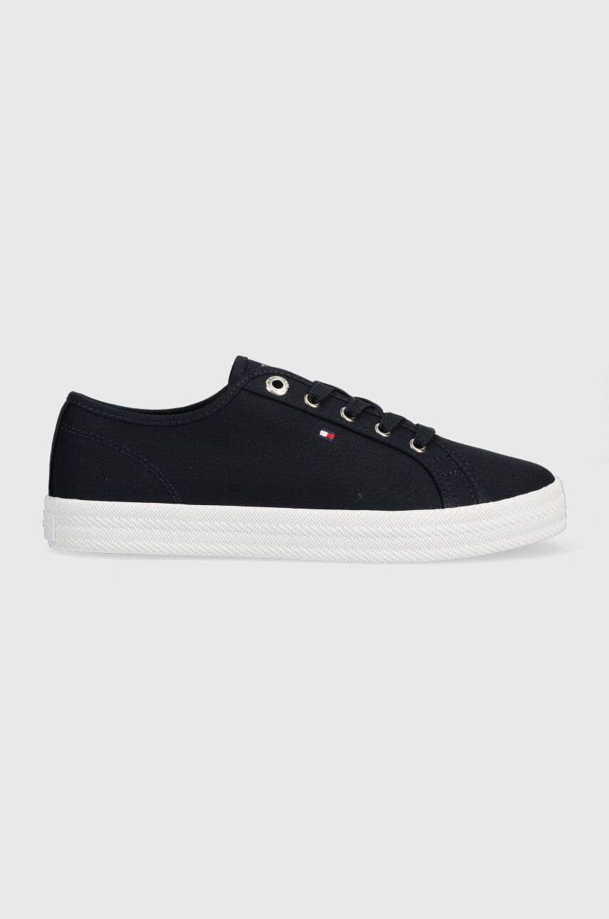 Tenisky Tommy Hilfiger ESSENTIAL VULCANIZED SNEAKER dámské, tmavomodrá barva, FW0FW07119 - námořnick