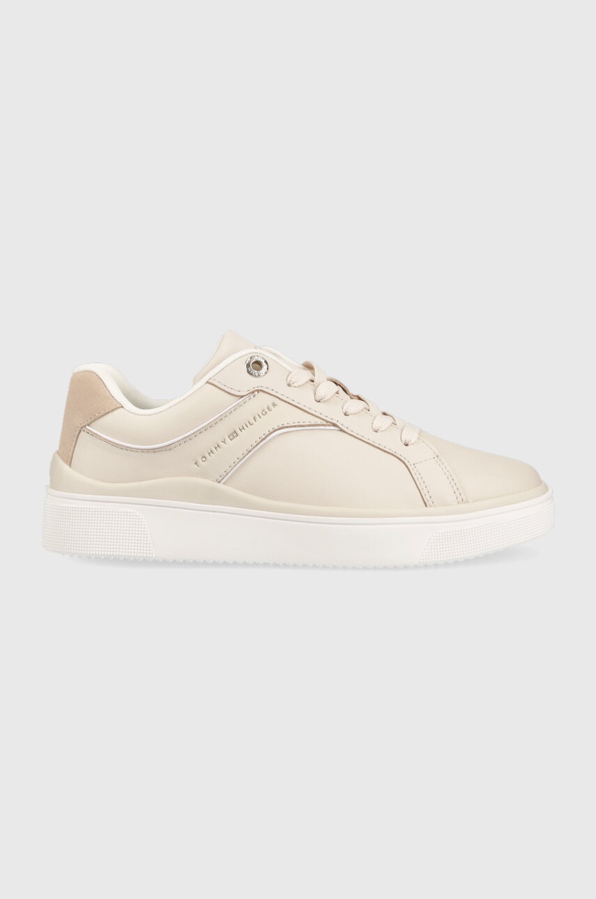 

Кожаные кроссовки Tommy Hilfiger FEMININE COURT SNEAKER цвет бежевый FW0FW07122