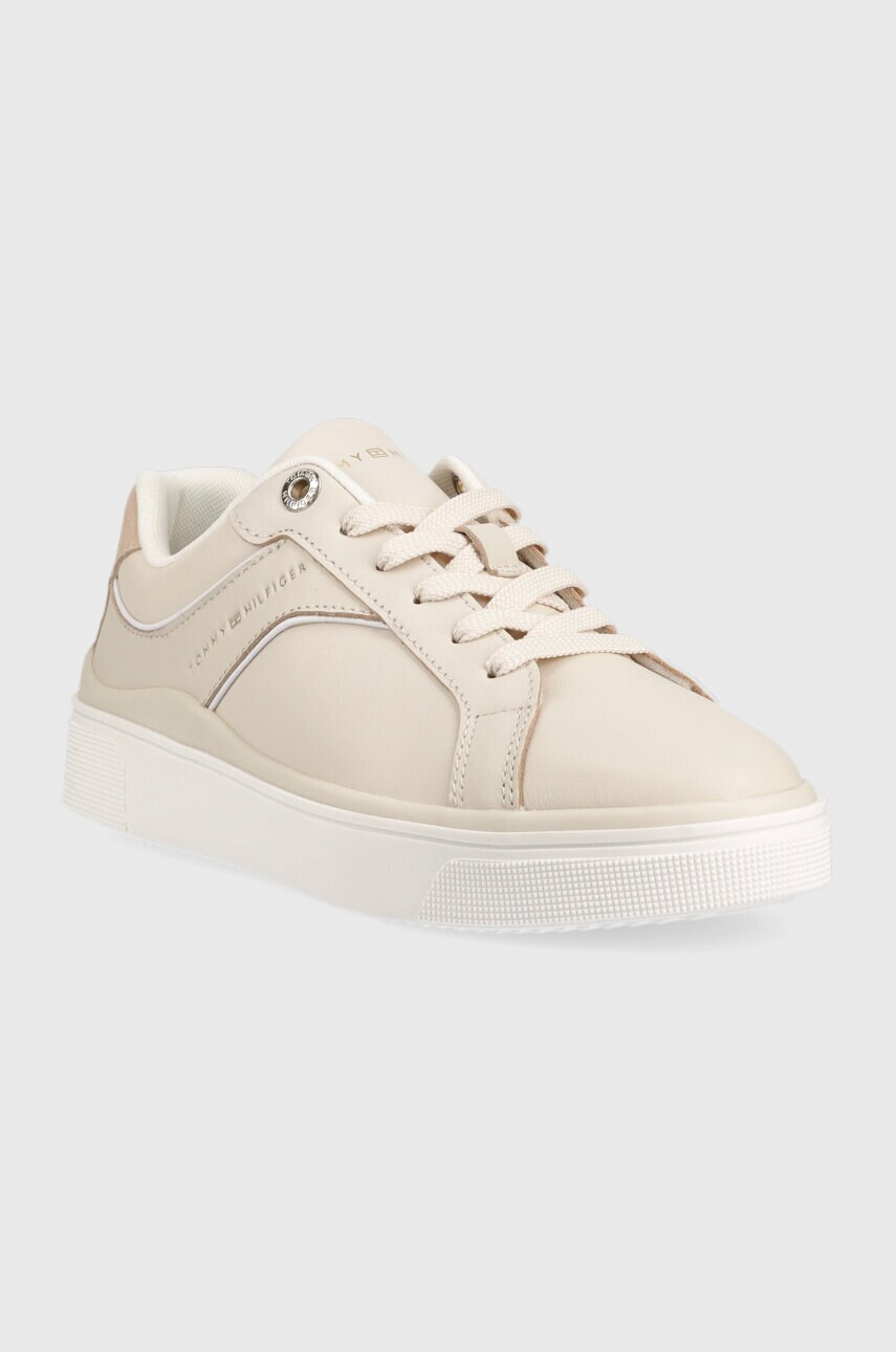 

Шкіряні кросівки Tommy Hilfiger FEMININE COURT SNEAKER колір бежевий FW0FW07122