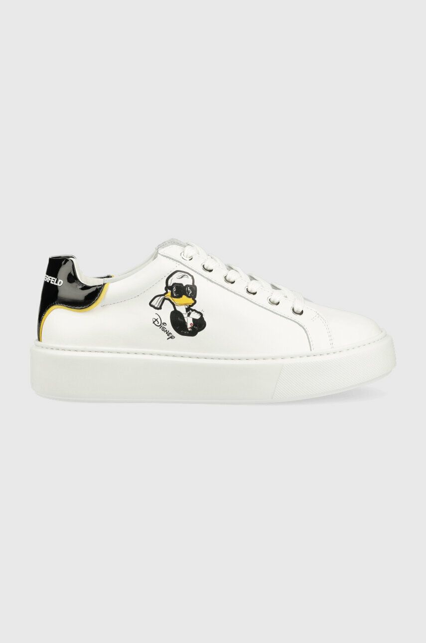 Levně Kožené sneakers boty Karl Lagerfeld x Disney bílá barva, KL96223D