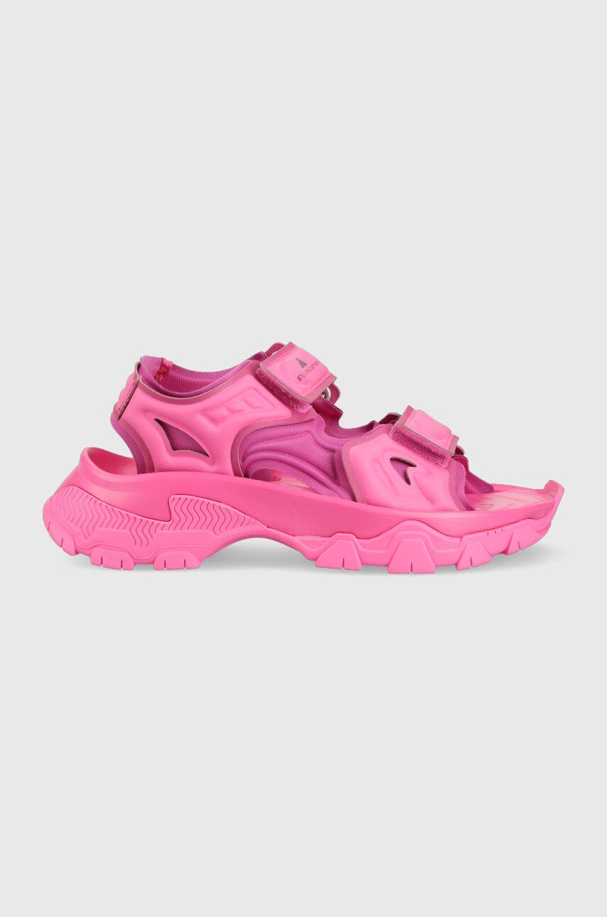adidas by Stella McCartney sandale femei, culoarea roz, cu platforma