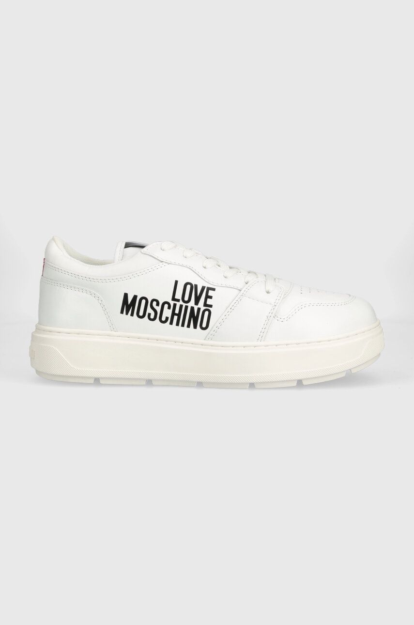 Kožené sneakers boty Love Moschino bílá barva, JA15274G0GIAB10A - bílá -  Svršek: Textilní mate