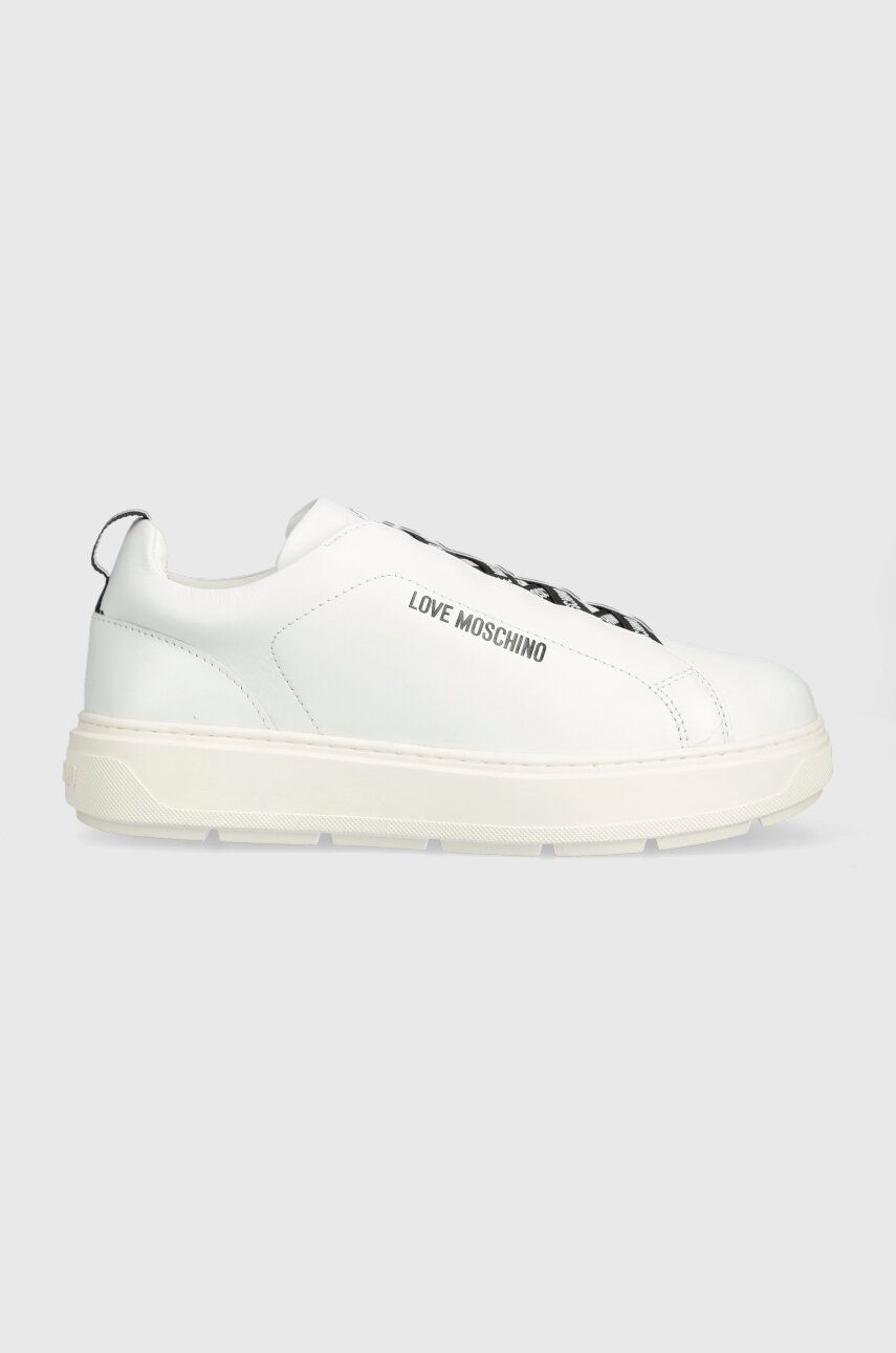 Kožené sneakers boty Love Moschino bílá barva, JA15824G0GIA0100 - bílá -  Svršek: Přírodní kůže