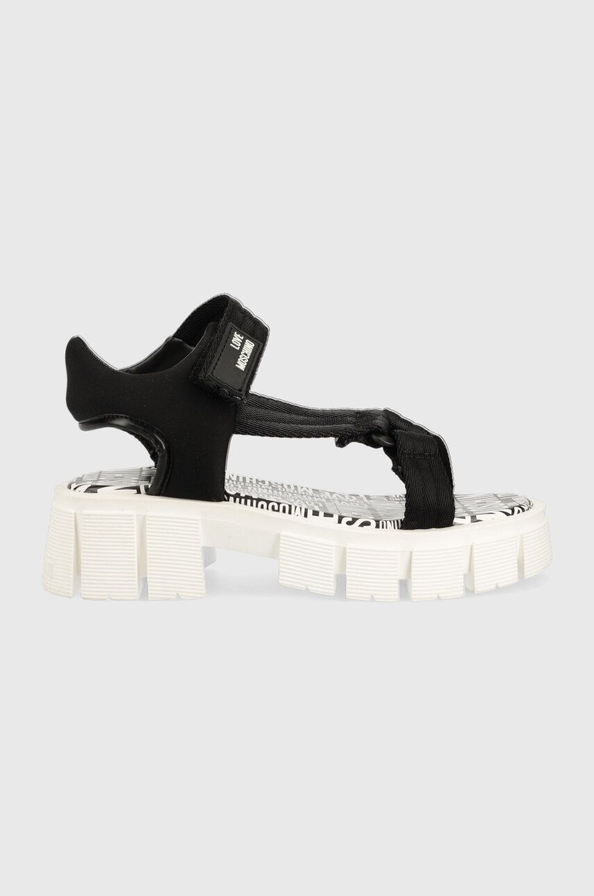 Sandály Love Moschino dámské, černá barva, na platformě, JA16216G0GIX300A