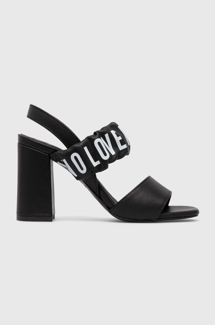 Kožené sandály Love Moschino černá barva, JA16358G0GIE0000 - černá -  Svršek: Přírodní kůže