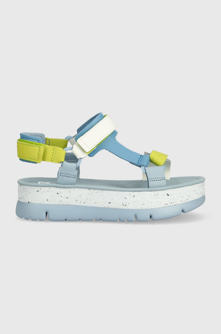 Kožené sandály Camper Oruga Up dámské, na platformě, K201037.029 - vícebarevná -  Svršek: Příro