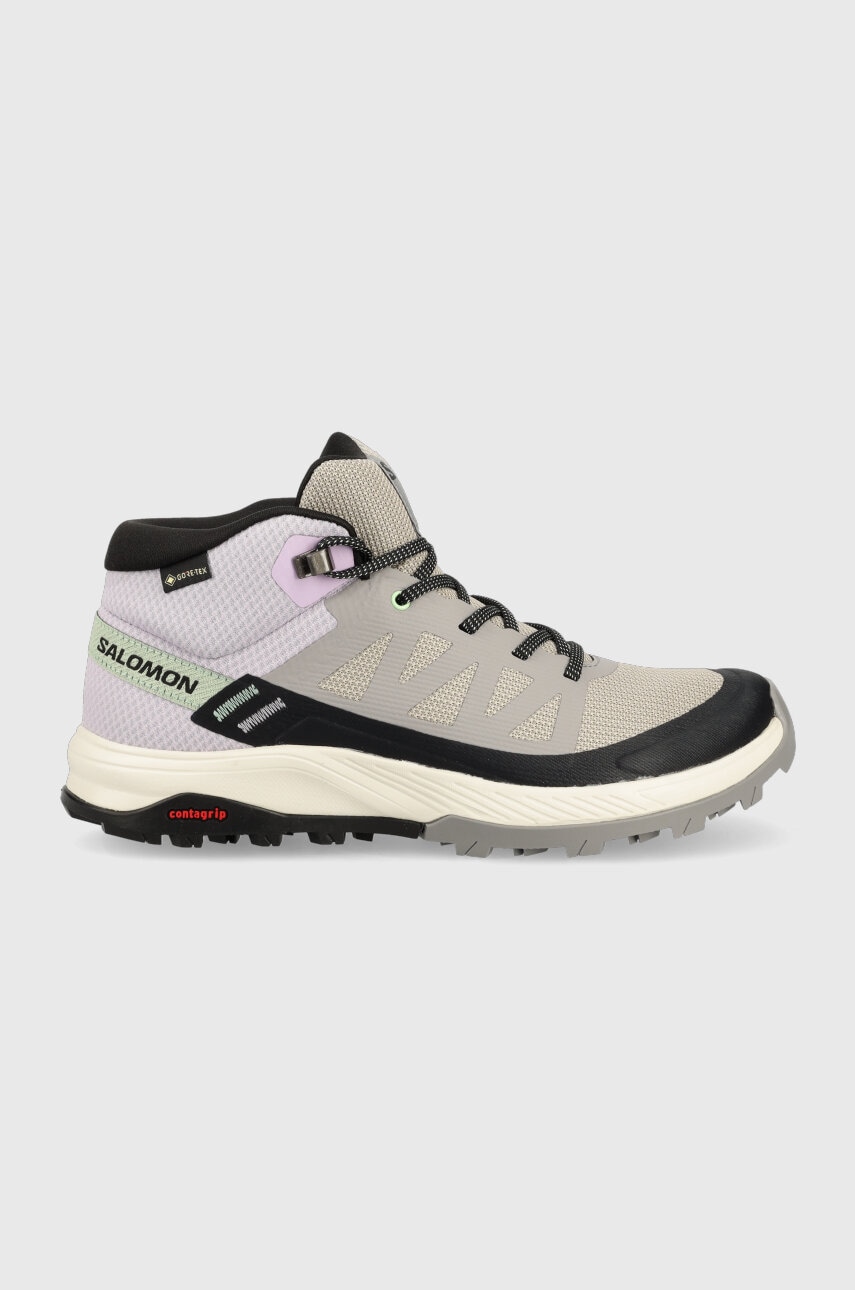 Salomon Pantofi Outrise Mid Gtx Femei, Culoarea Gri