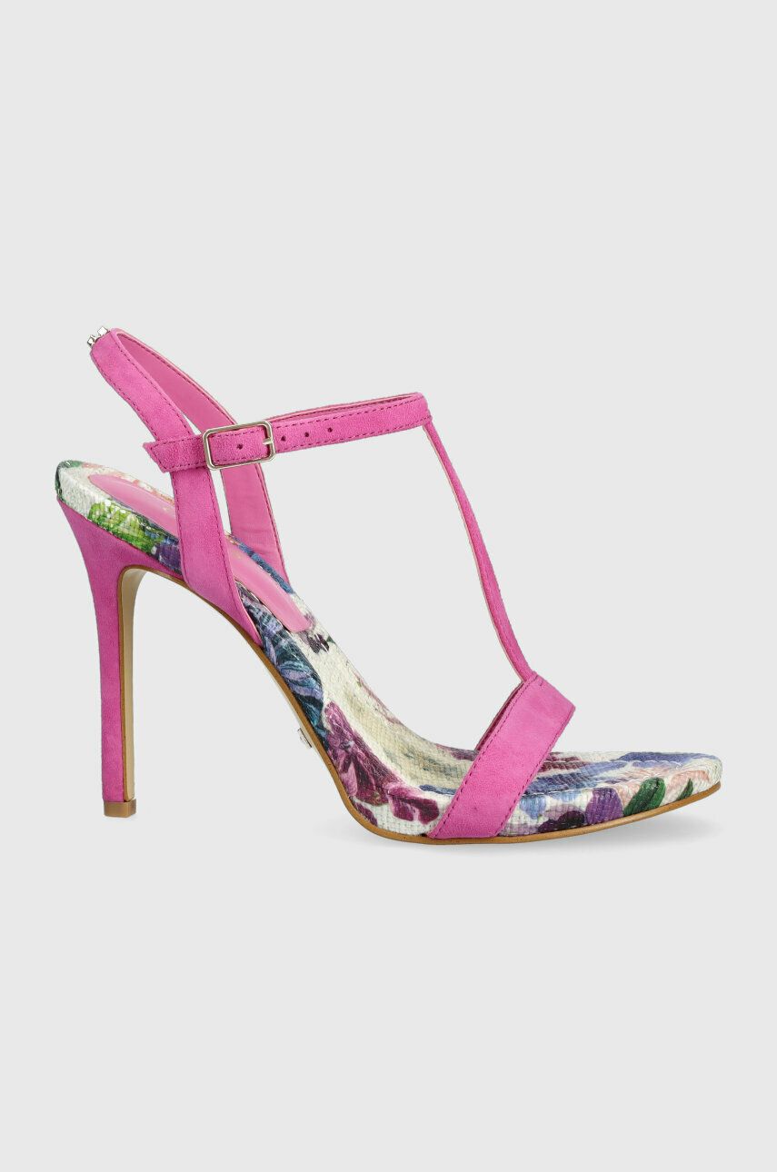 Semišové sandály Guess FACY růžová barva, FL6FAC SUE03 - růžová -  Svršek: Semišová kůže V