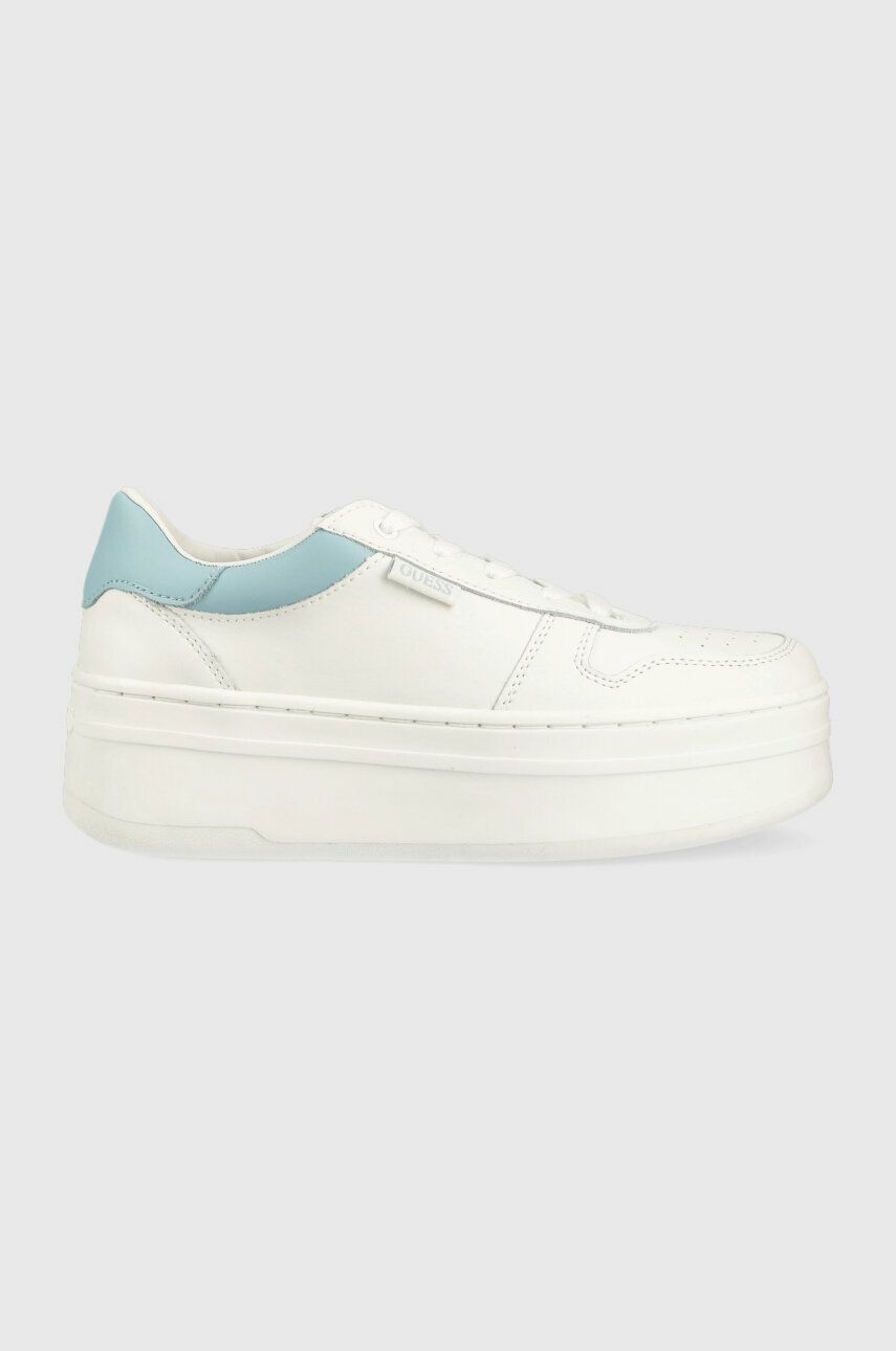Kožené sneakers boty Guess LIFET bílá barva, FL6LIF LEA12 - bílá -  Svršek: Umělá hmota