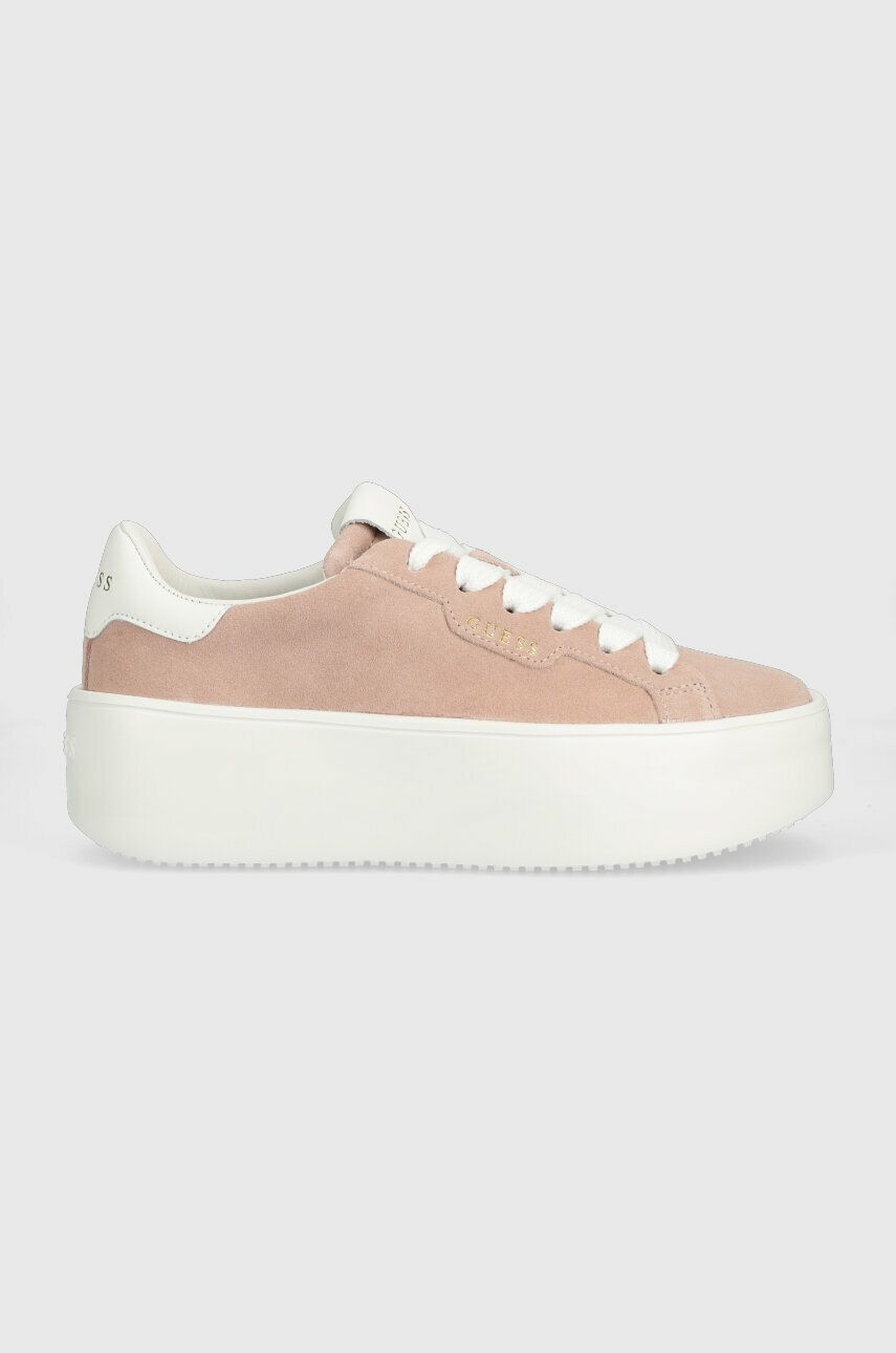 Levně Semišové sneakers boty Guess MARILYN růžová barva, FL6MRI SUE12