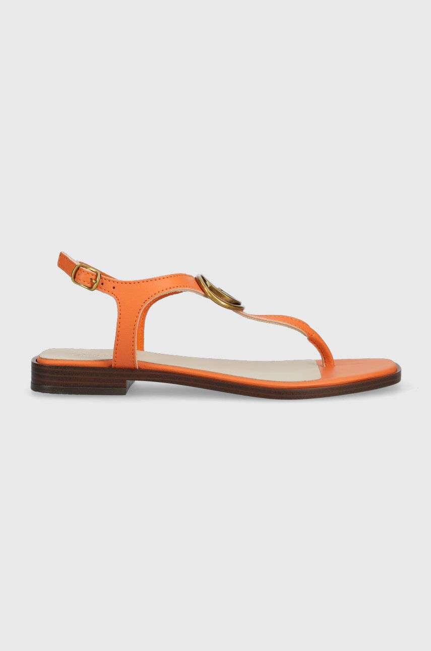 Kožené sandály Guess MIRY dámské, oranžová barva, na platformě, FL6MRY LEA21