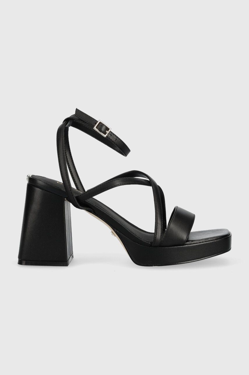 Kožené sandály Guess TILINE černá barva, FL6TLI LEA03 - černá -  Svršek: Přírodní kůže Vni