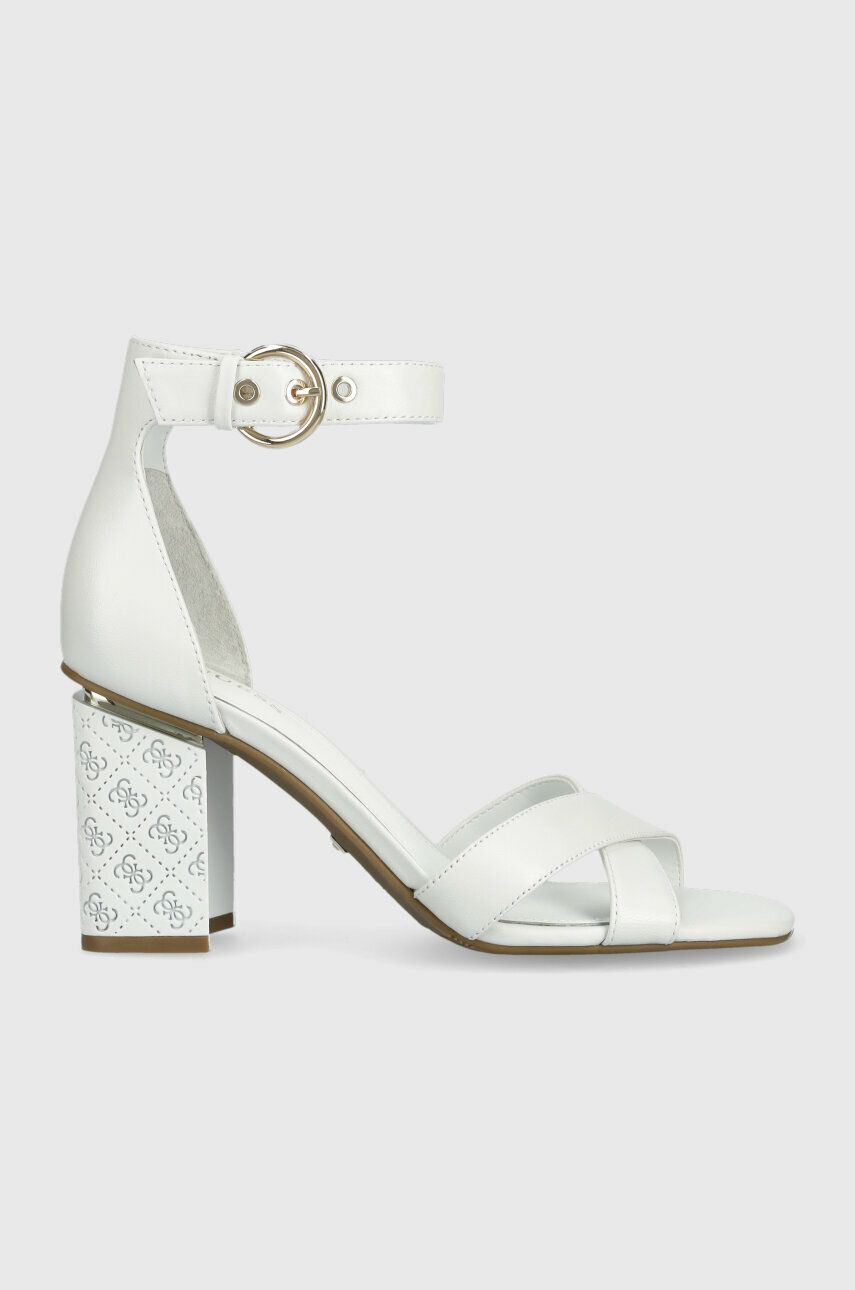 Kožené sandály Guess YANCY bílá barva, FL6YAN LEA03 - bílá -  Svršek: Přírodní kůže Vnitře