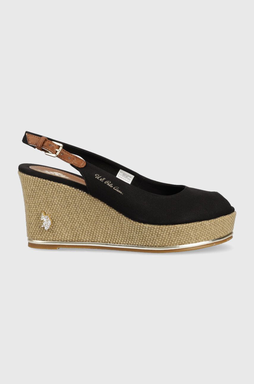 Sandály U. S. Polo Assn. Alyssa dámské, černá barva, na klínku, ALYSSA016D - černá -  Svršek: Um