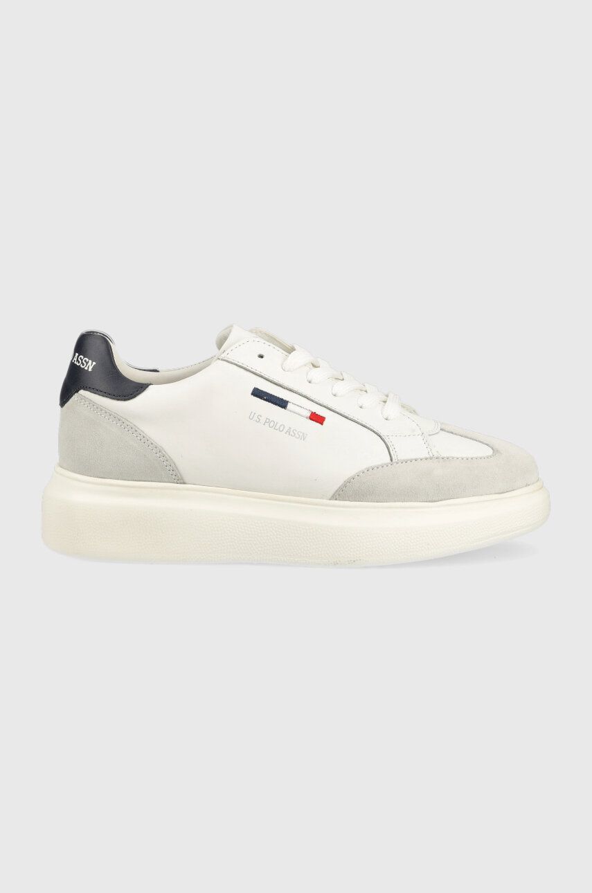 Kožené sneakers boty U. S. Polo Assn. CARDI bílá barva, CARDI012D - bílá -  Svršek: Přírodní kůž