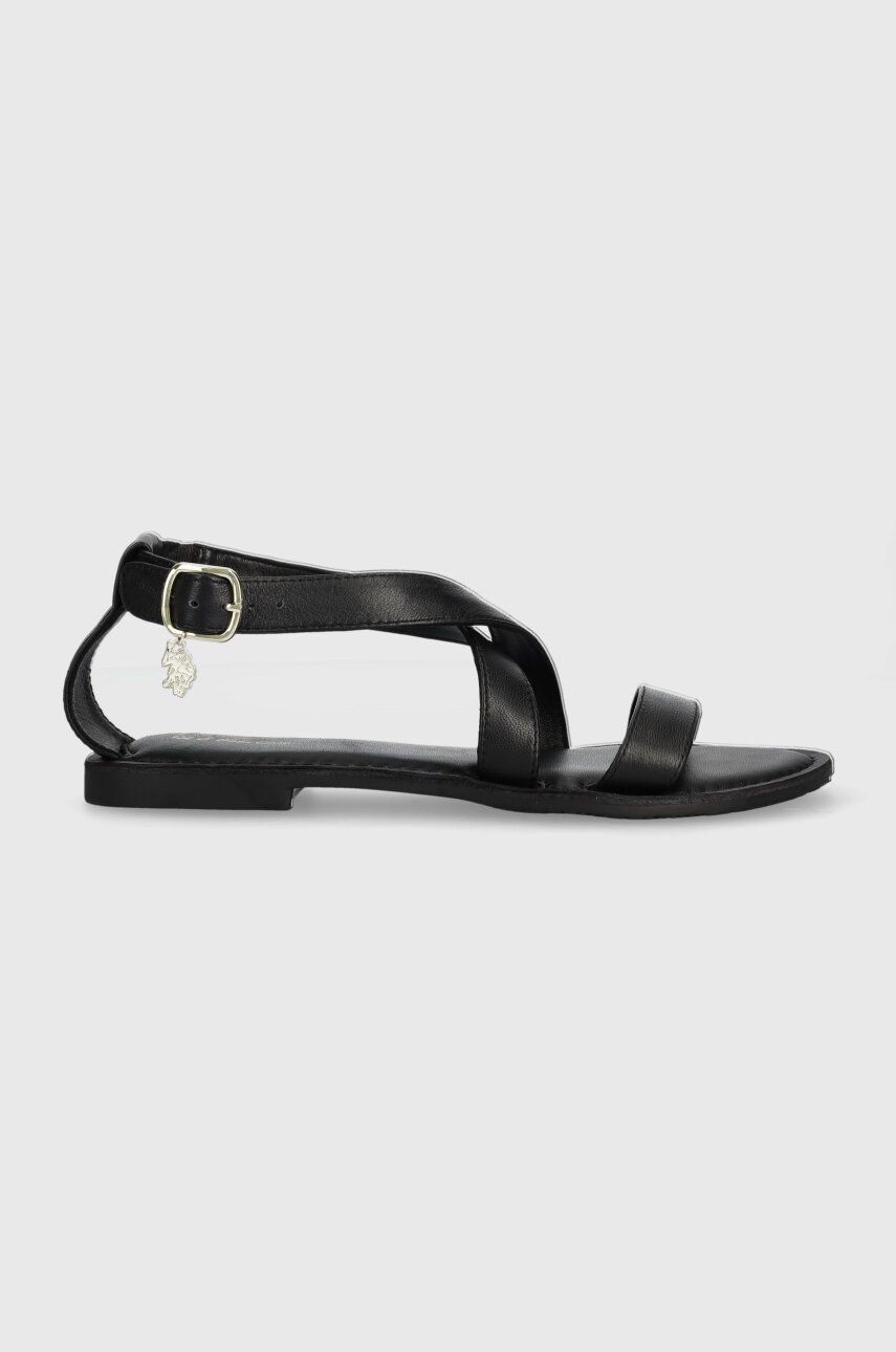 U.S. Polo Assn. sandale de piele LINDA femei, culoarea negru, LINDA001D