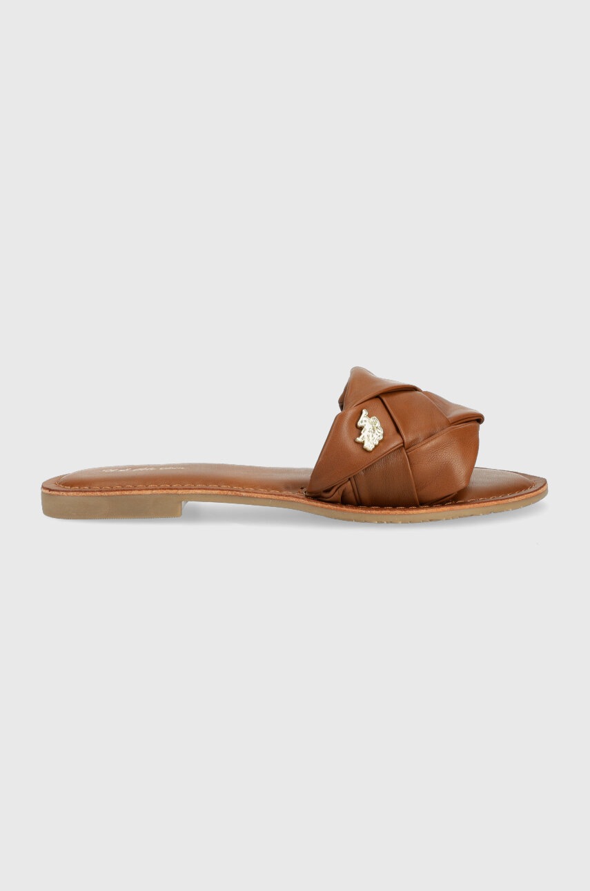 

Кожаные шлепанцы U.S. Polo Assn. LINDA женские цвет коричневый LINDA003D