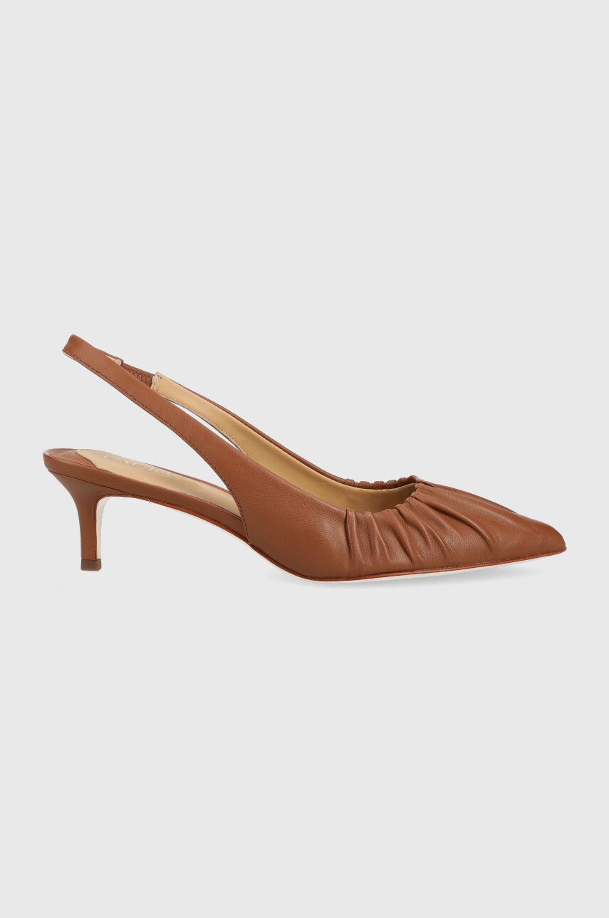 

Кожени обувки с висок ток Lauren Ralph Lauren Lolah в кафяво 802896808002, Кафяв
