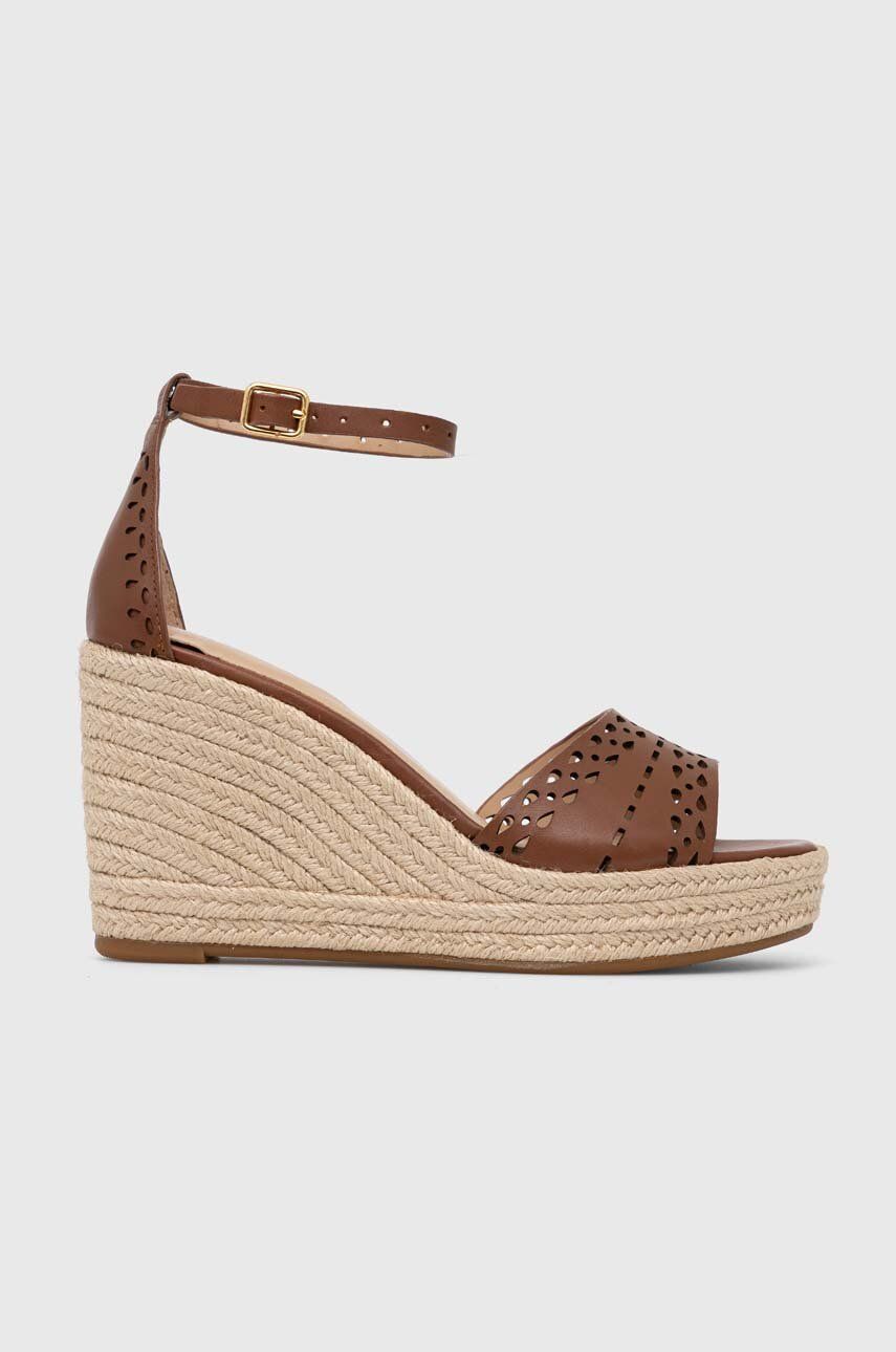 E-shop Kožené sandály Lauren Ralph Lauren Haana hnědá barva, 802896875001