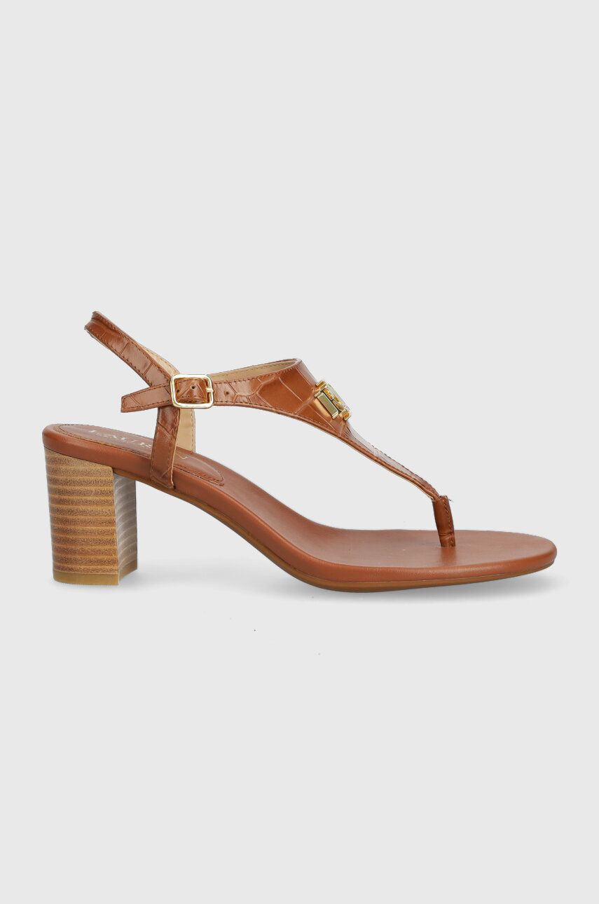 Kožené sandály Lauren Ralph Lauren Westcott II hnědá barva, 802904280002 - hnědá -  Svršek: Pří