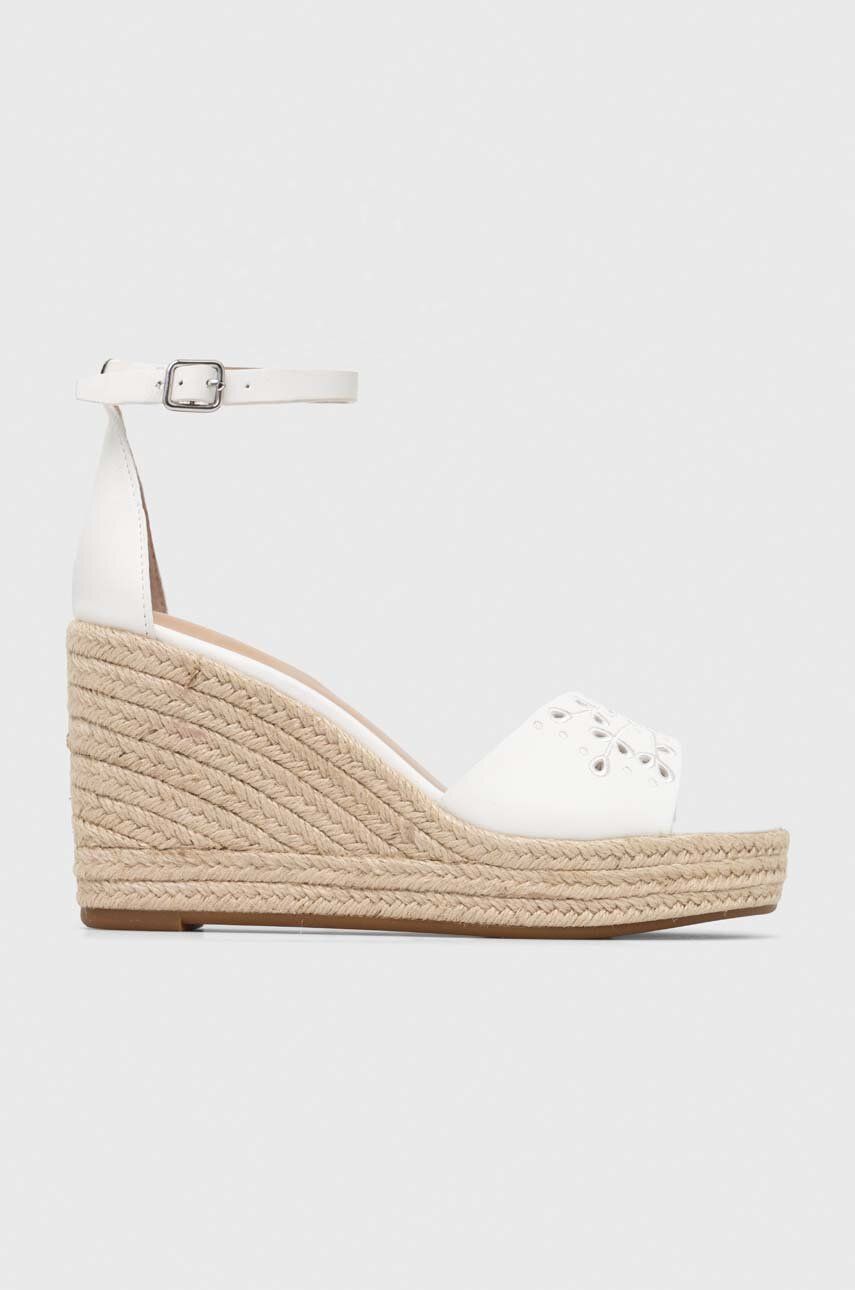 Kožené sandály Lauren Ralph Lauren Haana Eylt dámské, bílá barva, na klínku, 802904943001 - bílá - 