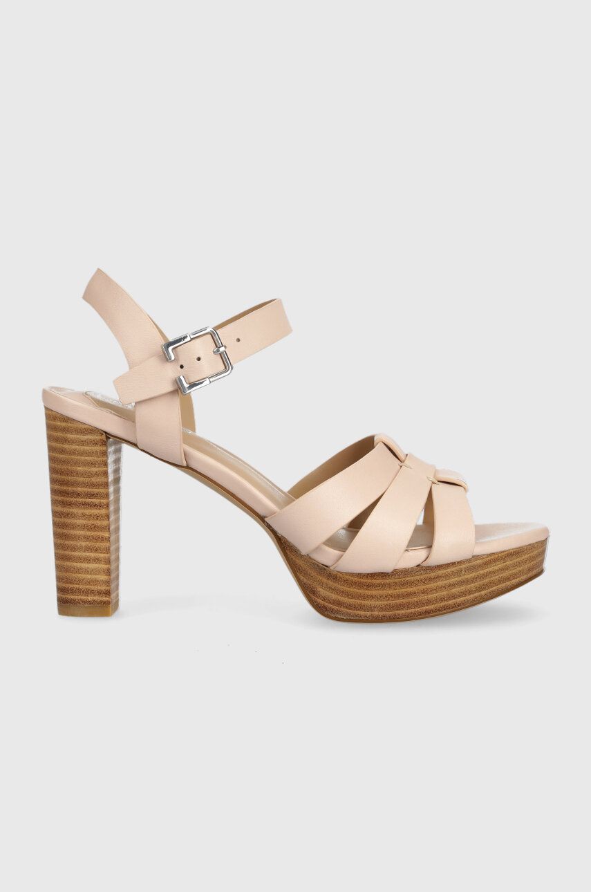 Kožené sandály Lauren Ralph Lauren Soffia růžová barva, 802914494002