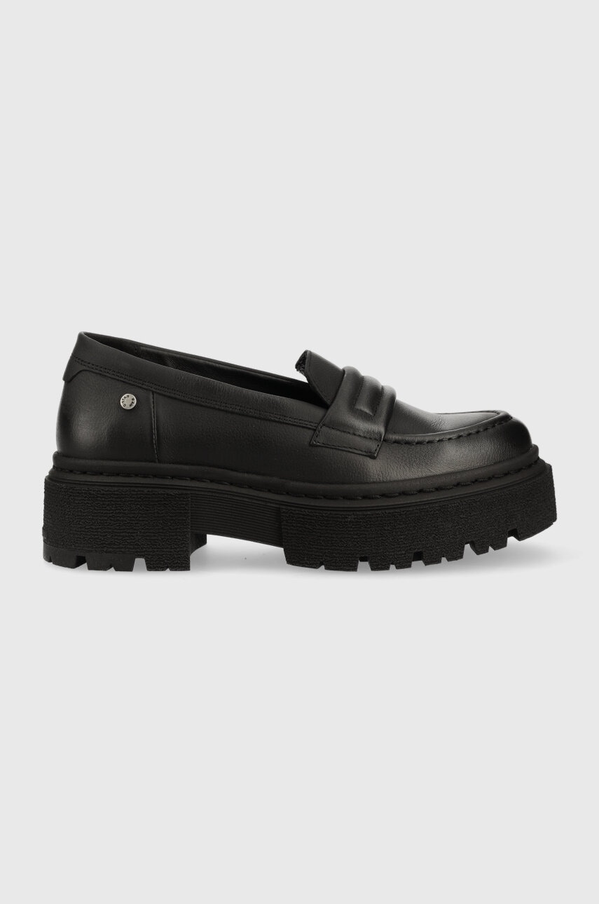 G-star Raw Mocasini De Piele Kafey Pfm Femei, Culoarea Negru, Cu Toc Plat, 2311021537.blk