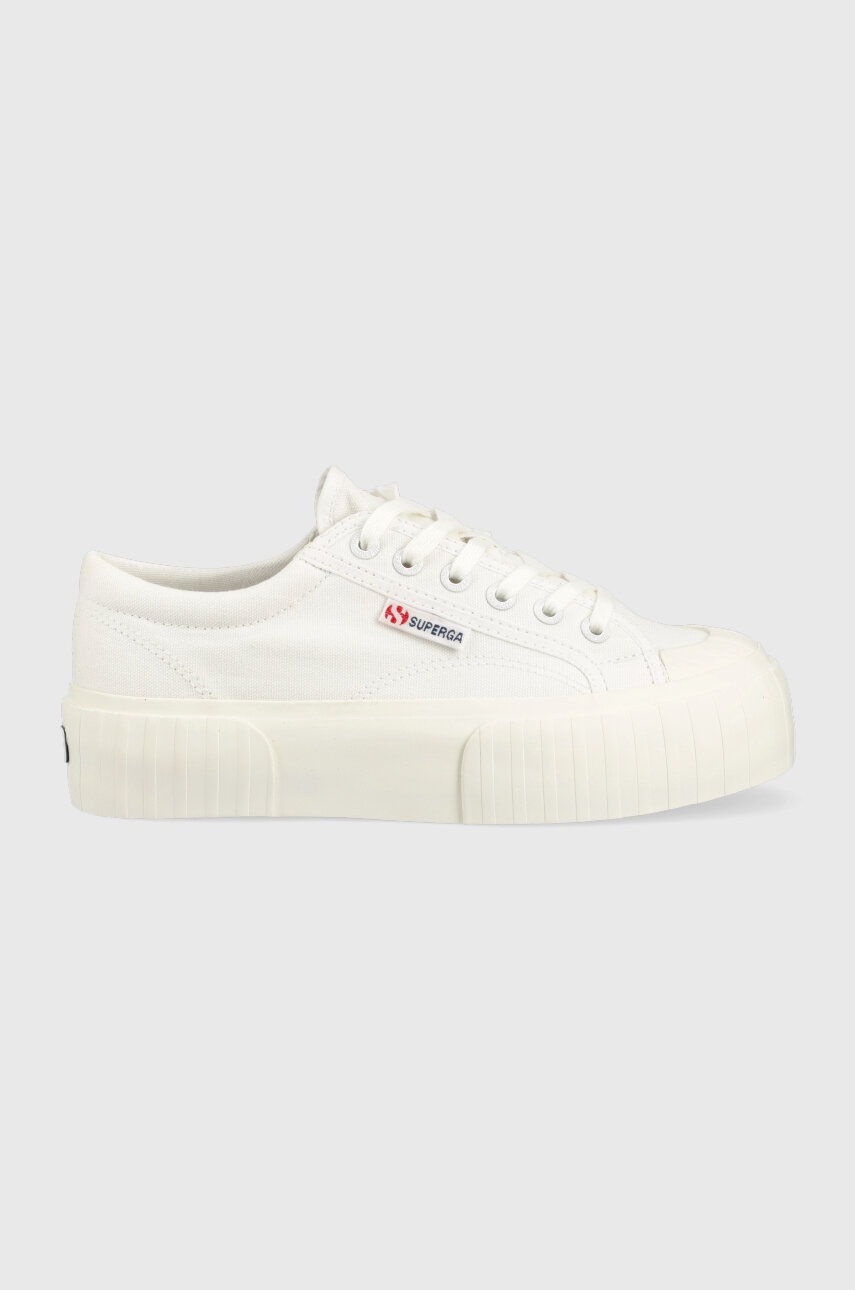 Levně Tenisky Superga 2631 STRIPE PLATFORM dámské, bílá barva, S5111SW