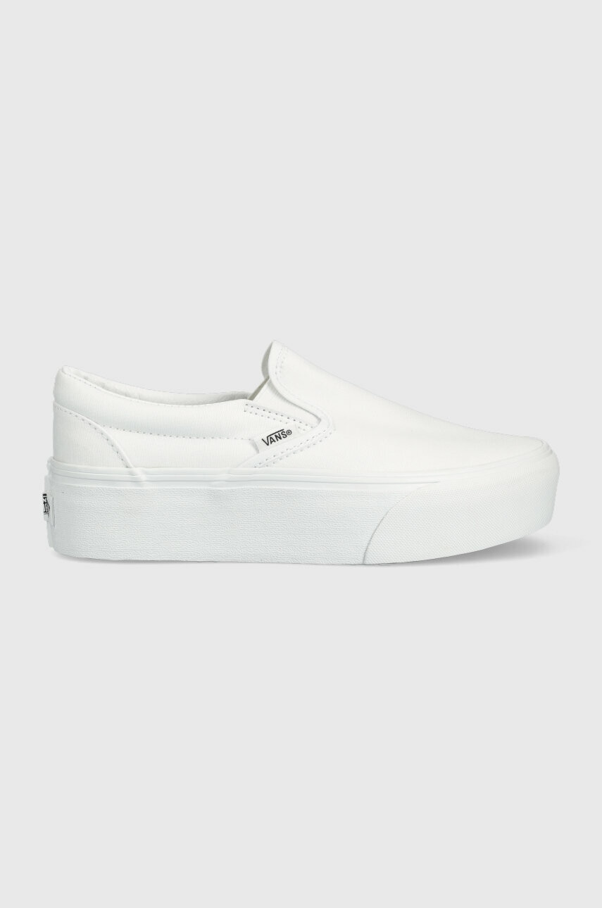 Vans teniși Classic slip-On Stackform femei, culoarea alb, VN0A7Q5RW001 VN0A7Q5RW001-WHITE