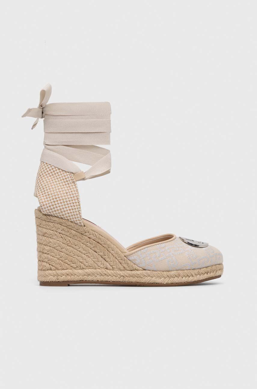 Espadrilky Liu Jo DAMITA 04 béžová barva, na klínku, SA3091TX30750513 - béžová -  Svršek: Texti