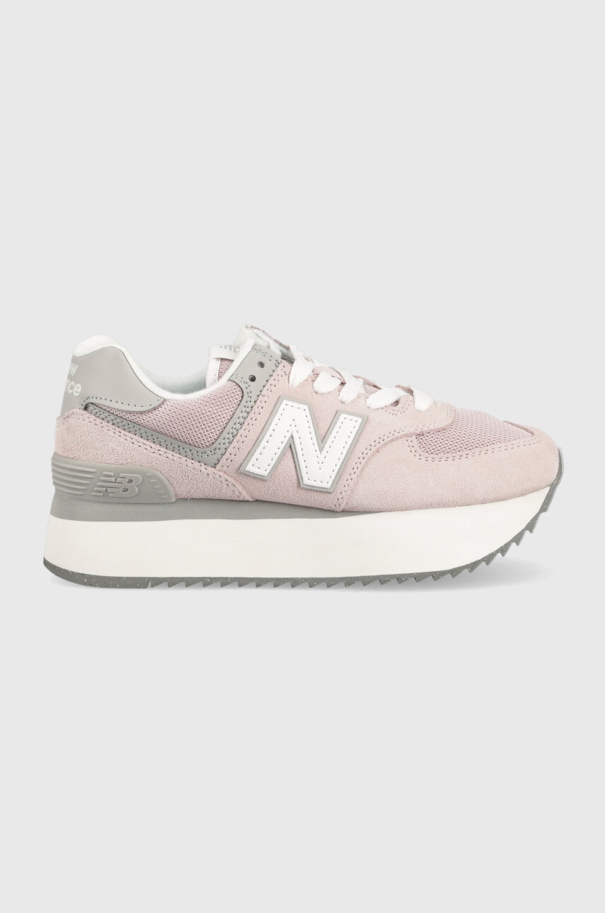 Sneakers boty New Balance WL574ZSE růžová barva, WL574ZSE-ZSE - růžová -  Svršek: Textilní mate