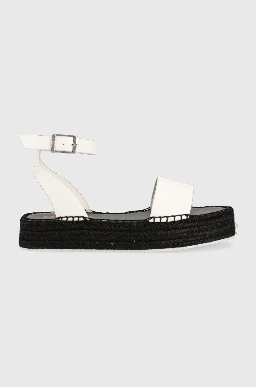 Sandály HUGO Sun dámské, bílá barva, na platformě, 50493066 - bílá -  Svršek: Umělá hmota 