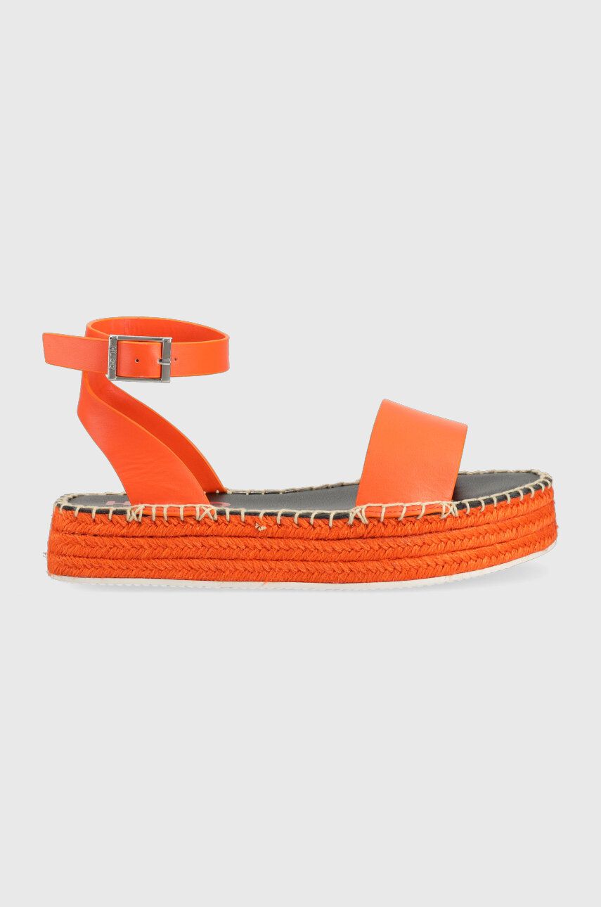 Sandály HUGO Sun dámské, oranžová barva, na platformě, 50493066 - oranžová -  Svršek: Umělá hmo