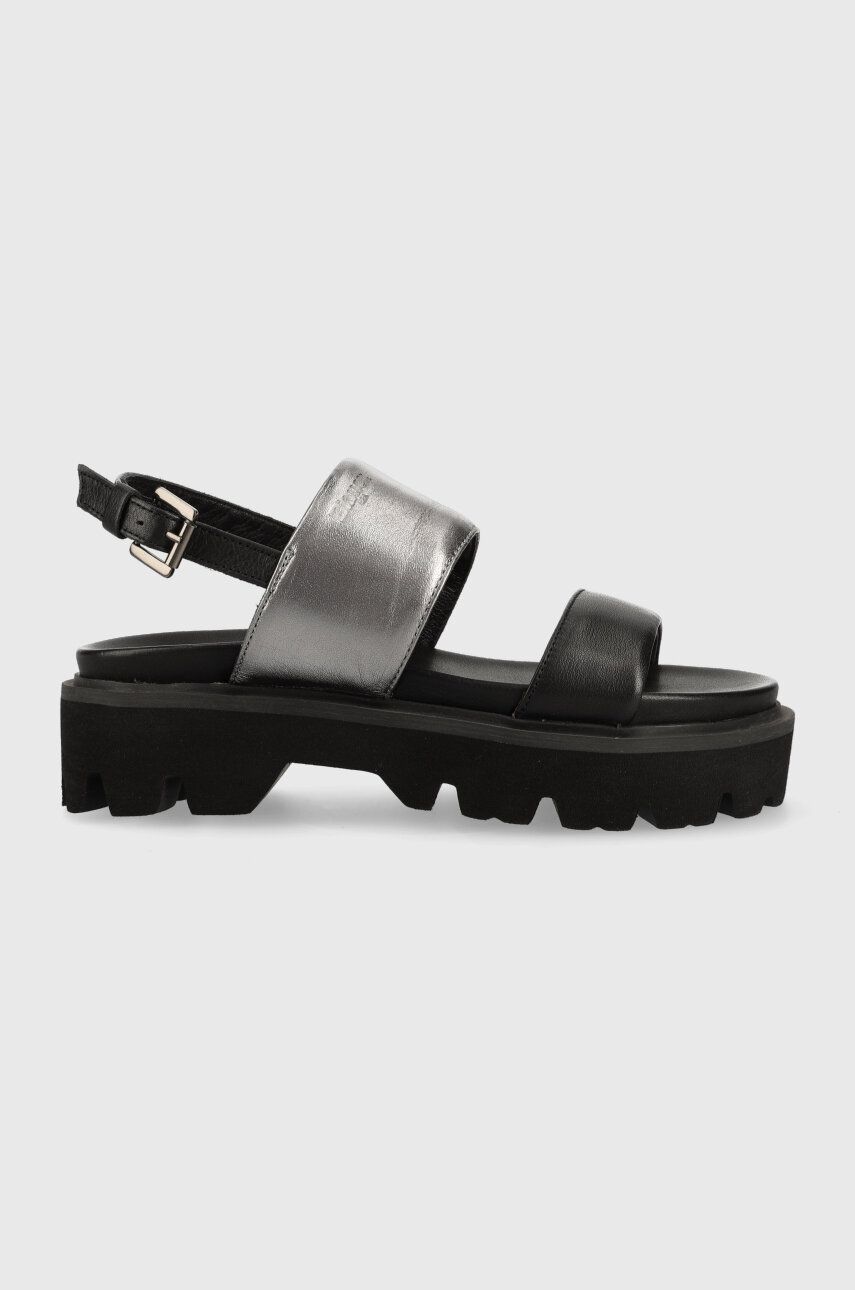 E-shop Kožené sandály Blauer Elsie dámské, stříbrná barva, na platformě