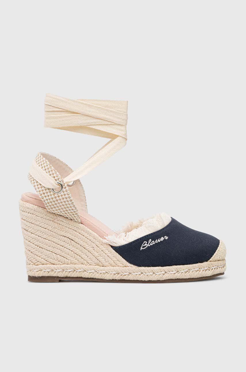 Espadrilky Blauer Wells tmavomodrá barva, na klínku, S3WELLS01