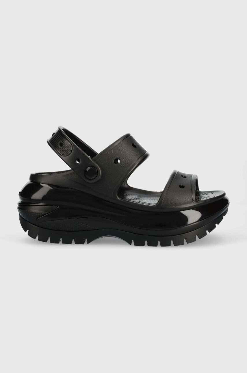 Crocs papuci Classic Mega Crush Sandal femei, culoarea negru, cu platformă 207989