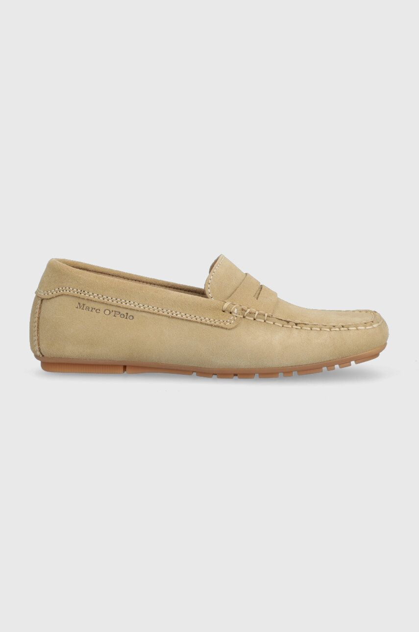 Marc O'polo Mocasini Din Piele Intoarsa Femei, Culoarea Bej, Cu Toc Plat, 30214623102300 Ll2m3003