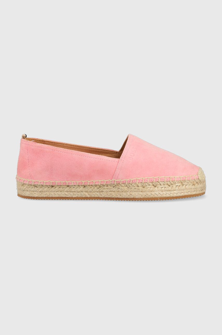 BOSS espadrile din piele intoarsa Madeira culoarea roz, 50493089