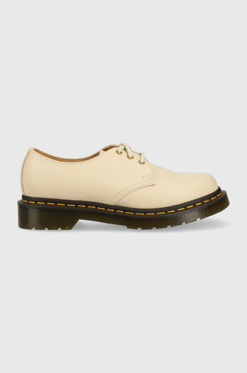 Dr. Martens pantofi de piele 1461 femei, culoarea bej, cu platforma, DM24256292 DM24256292-Parchment