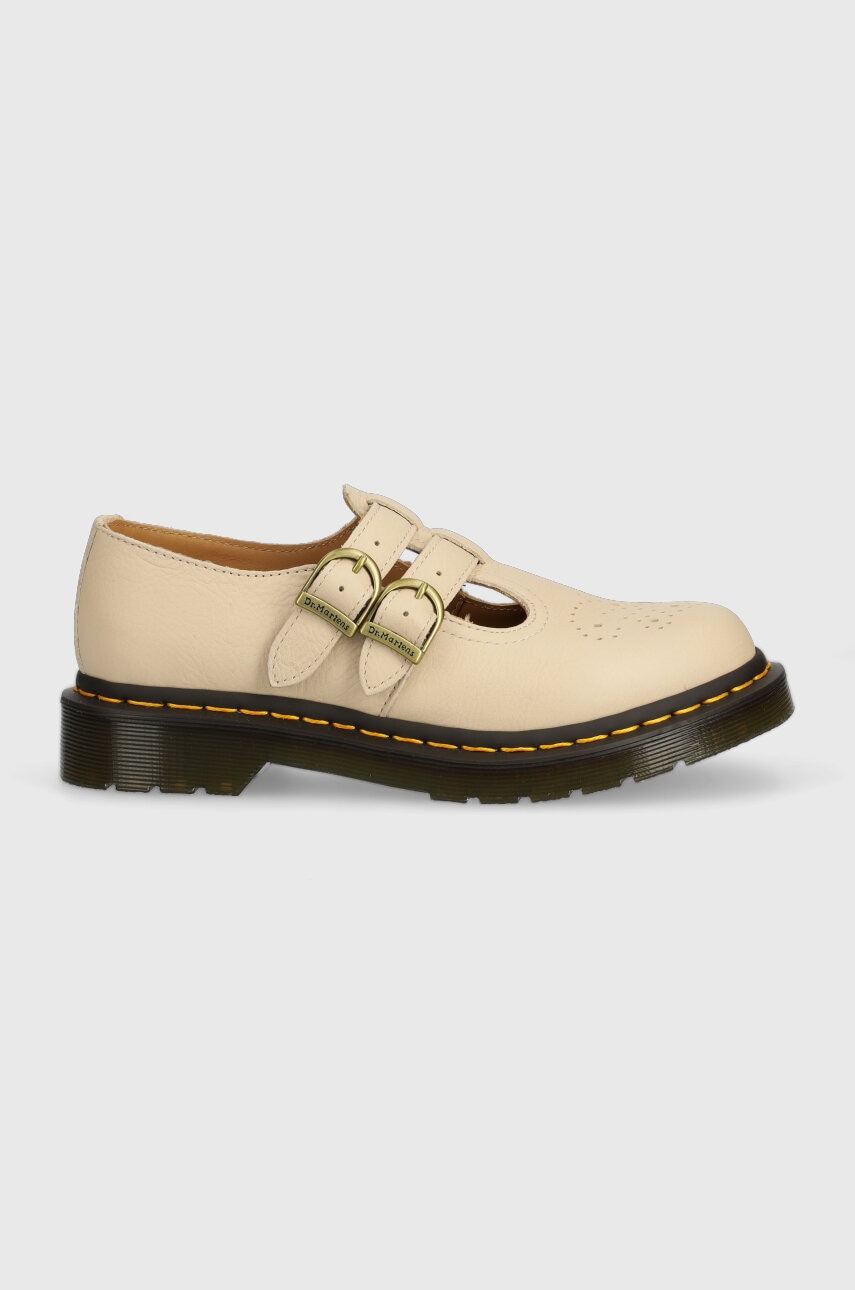 Kožené poltopánky Dr. Martens 8065 Mary Jane DM30692292-Parchment, dámske, béžová farba, na plochom podpätku, DM30692292